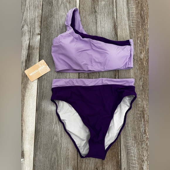 MOOSLOVER Women Cutout One Shoulder High Waisted Bikini High Cut Two Piece‎ Med - Picture 7 of 13